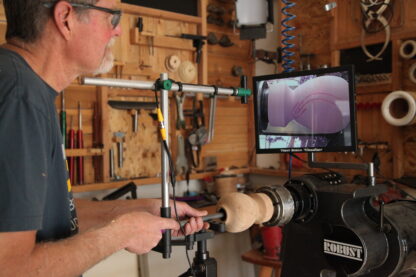 trent bosch tools visualizer set up in use for woodturning hollowing